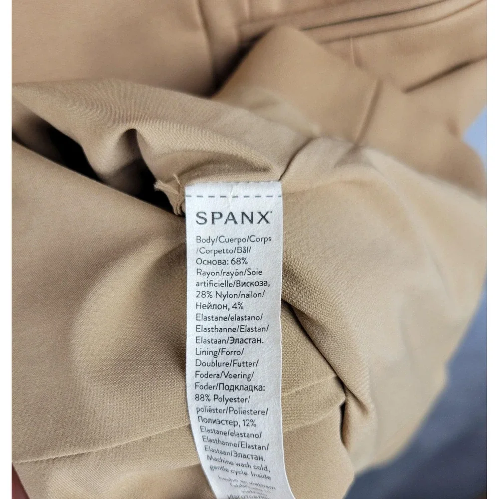 SPANX Sleeveless Blazer Dress Camel Tan Notch Lapel Single‎ Button